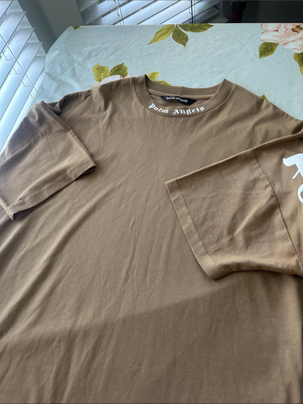 Palm Angels Brown Short-Sleeve Logo Crewneck Tee